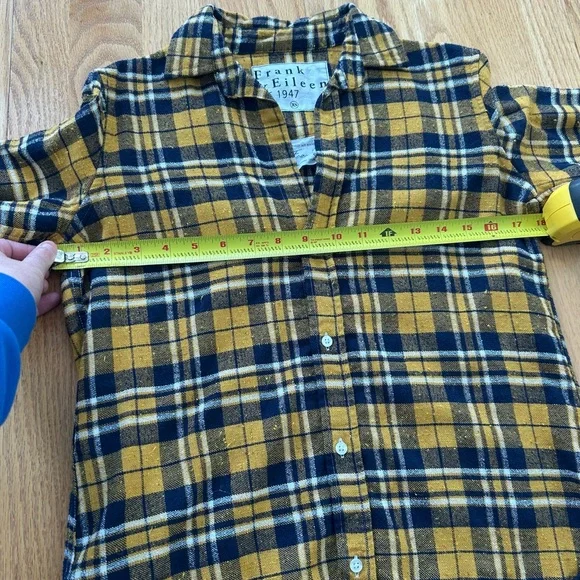 Frank & Eileen Plaid Flannel Button Down Shirt Women Size XS Yellow - Picture 7 of 8